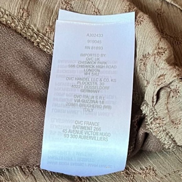 LOGO Camel-Colored Tunic w/2 Front Pockets, 3/4 Sleeves & Ruffle Bottom, Sz XXS - Picture 9 of 13